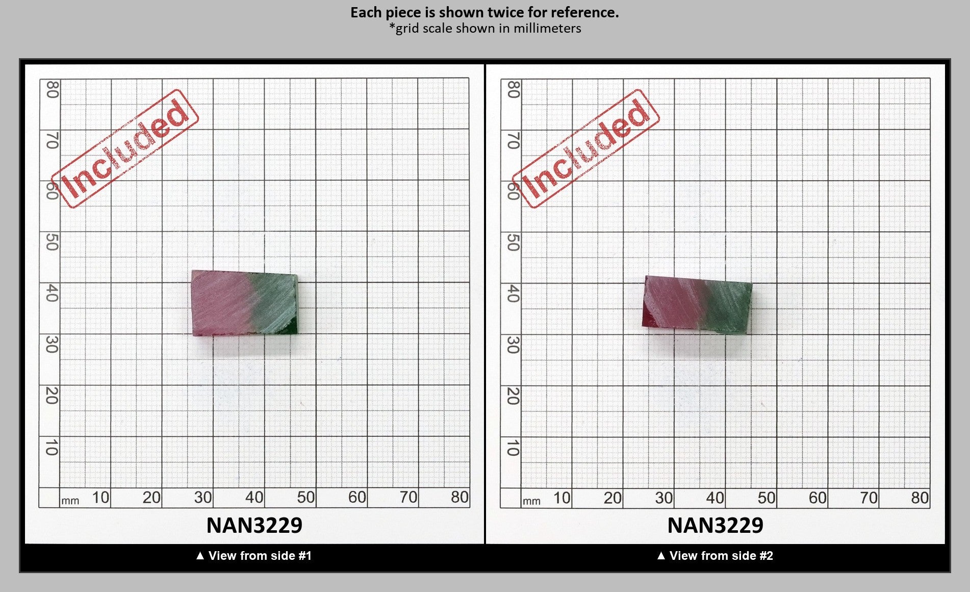 Nanosital Simulated (Included) Watermelon Tourmaline Lab Created Faceting Rough for Gem Cutting - Green-Pink - Various Sizes : NAN3229