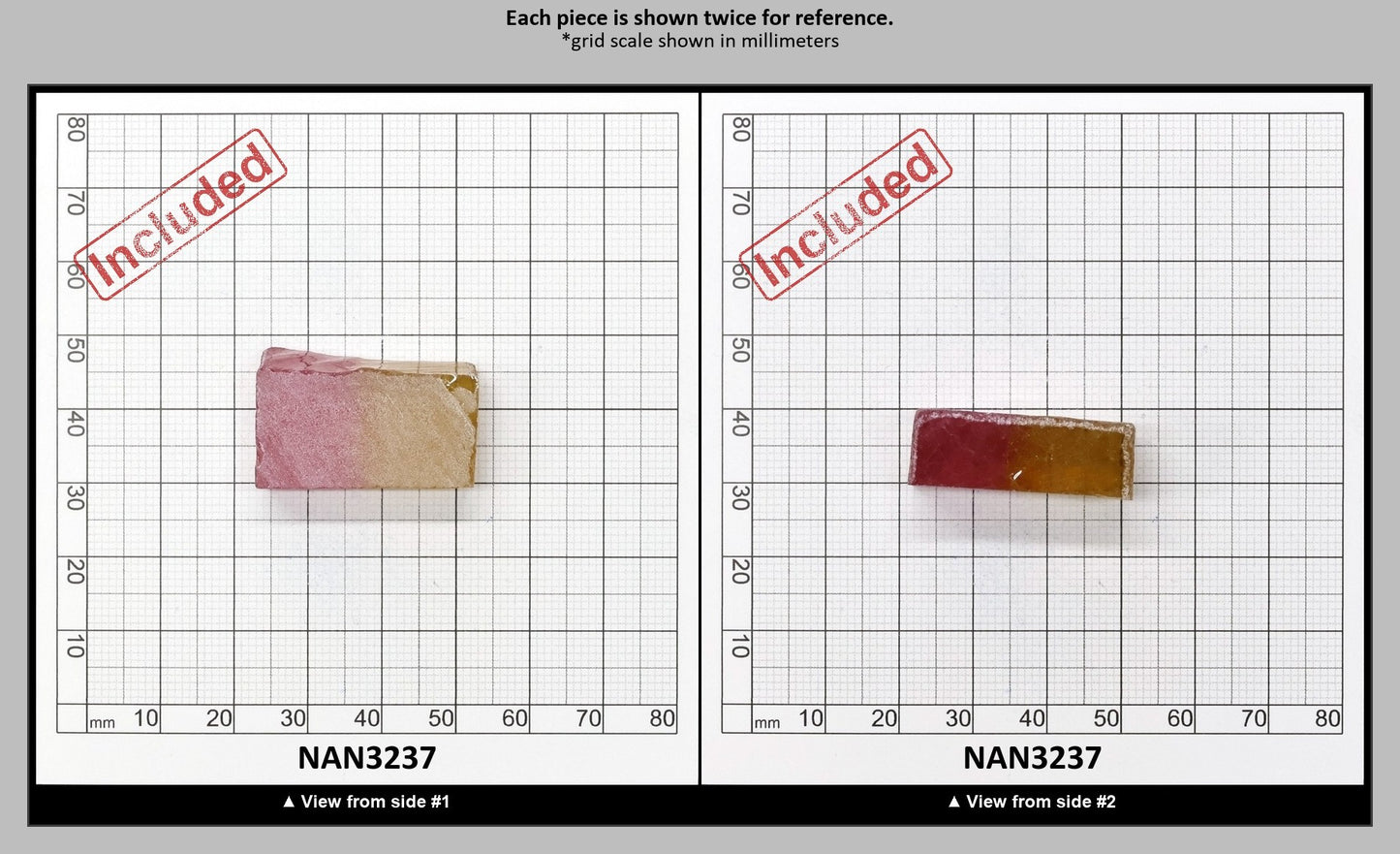 Nanosital Simulated (Included) Bi-Color Lab Created Faceting Rough for Gem Cutting - Kunzite-Intense Yellow - Various Sizes : NAN3237