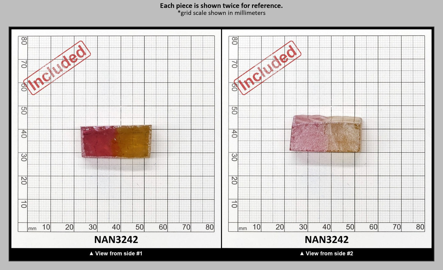 Nanosital Simulated (Included) Bi-Color Lab Created Faceting Rough for Gem Cutting - Kunzite-Intense Yellow - Various Sizes : NAN3242