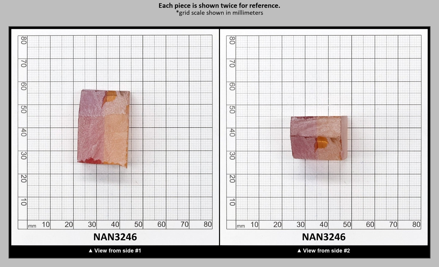 Nanosital Simulated Bi-Color Lab Created Faceting Rough for Gem Cutting - Kunzite-Orange - Various Sizes : NAN3246