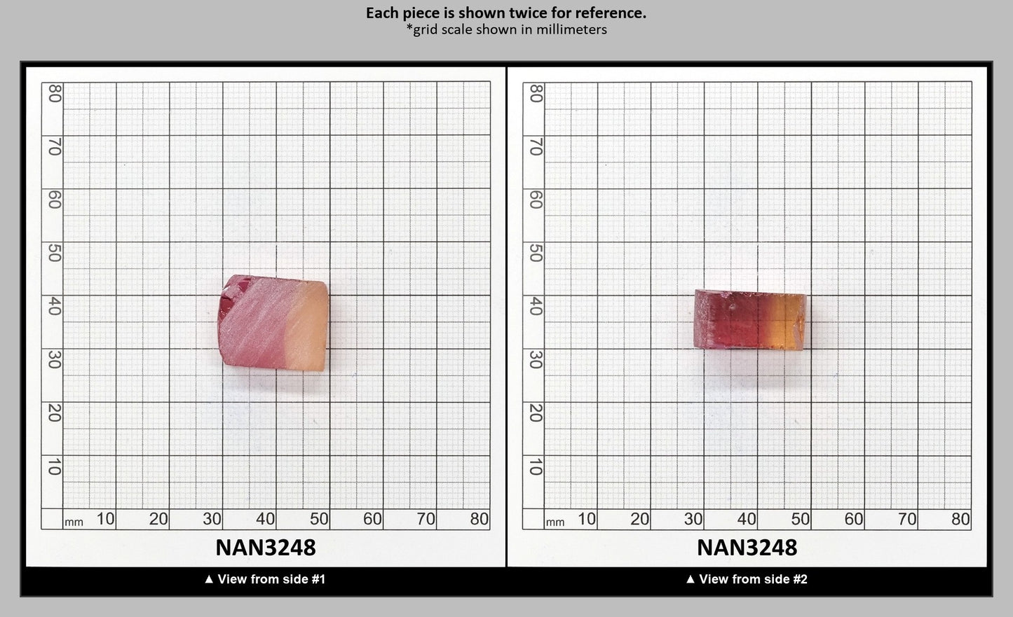 Nanosital Simulated Bi-Color Lab Created Faceting Rough for Gem Cutting - Kunzite-Orange - Various Sizes : NAN3248