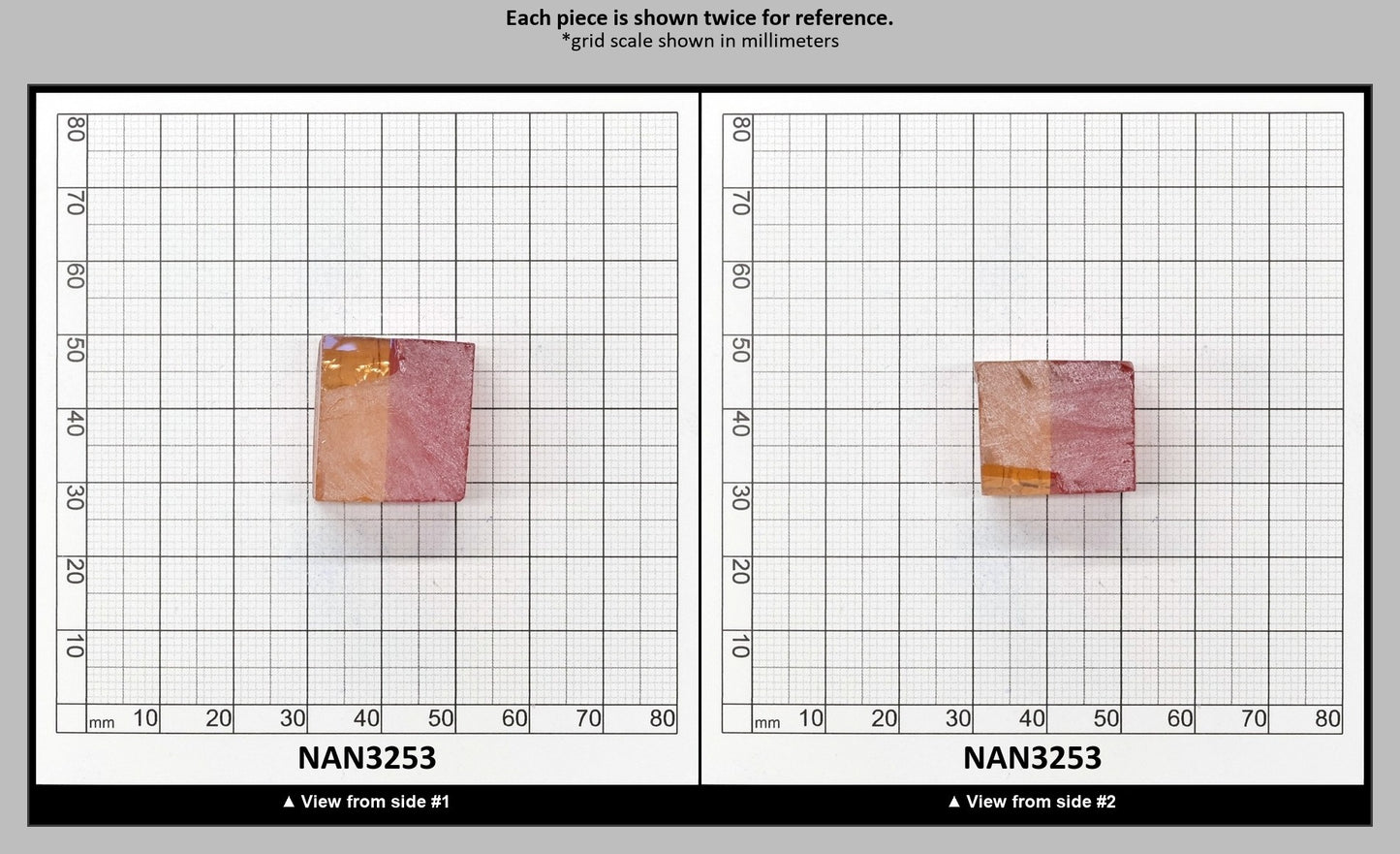 Nanosital Simulated Bi-Color Lab Created Faceting Rough for Gem Cutting - Kunzite-Orange - Various Sizes : NAN3253