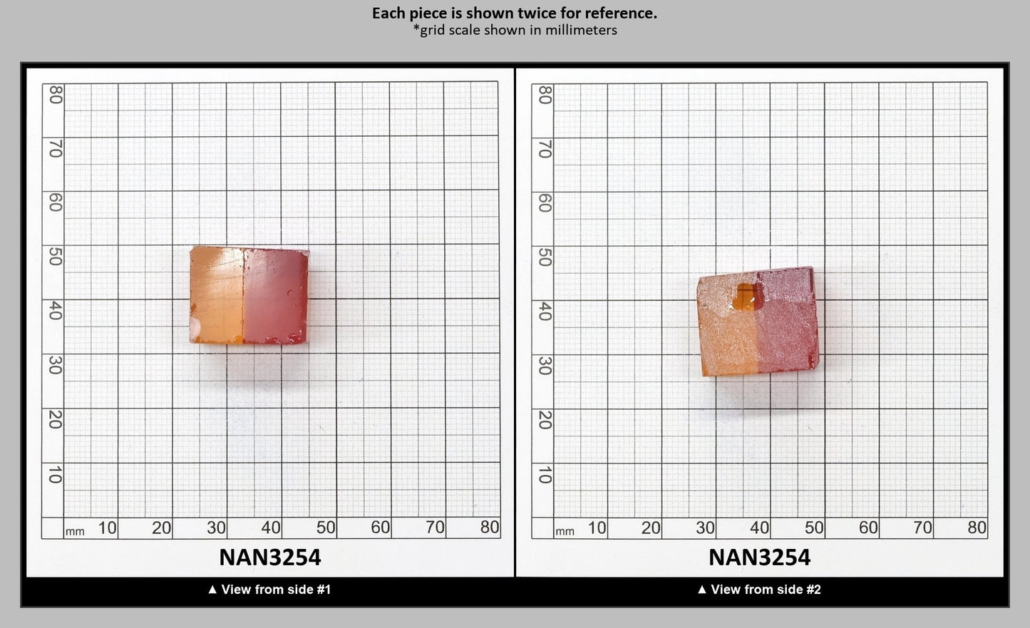 Nanosital Simulated Bi-Color Lab Created Faceting Rough for Gem Cutting - Kunzite-Orange - Various Sizes : NAN3254