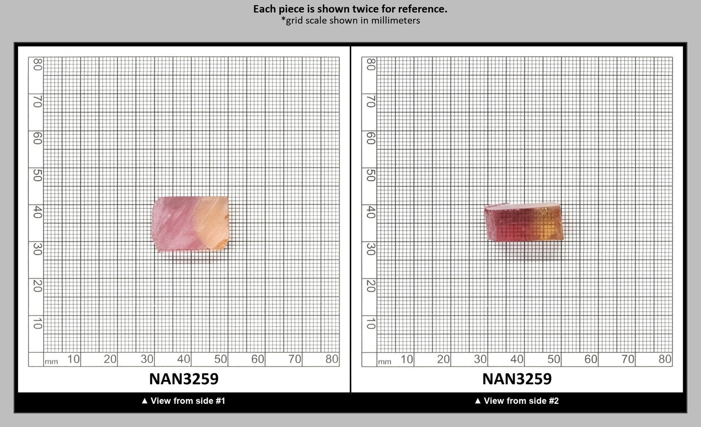 Nanosital Simulated Bi-Color Lab Created Faceting Rough for Gem Cutting - Kunzite-Orange - Various Sizes : NAN3259