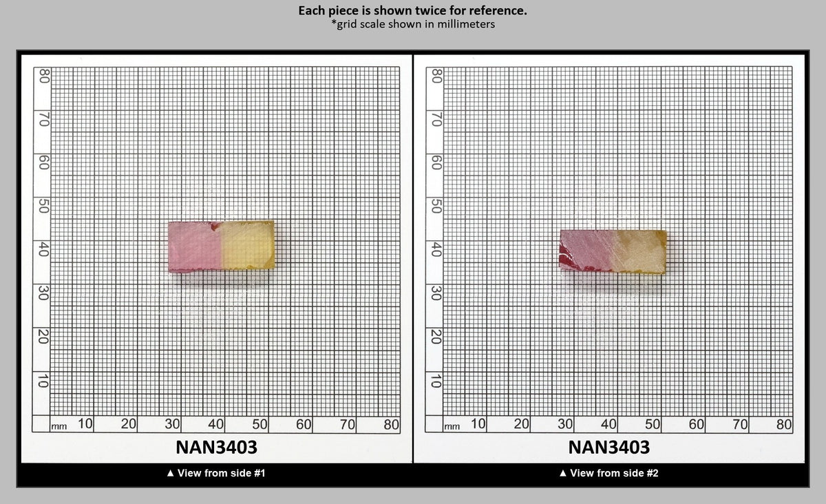 Nanosital Simulated Bi-Color Lab Created Faceting Rough for Gem Cutting - Kunzite-Intense Yellow - Various Sizes : NAN3403