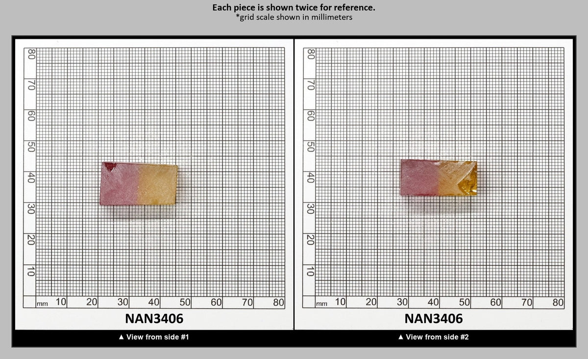 Nanosital Simulated Bi-Color Lab Created Faceting Rough for Gem Cutting - Kunzite-Intense Yellow - Various Sizes : NAN3406