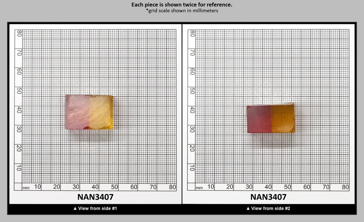 Nanosital Simulated Bi-Color Lab Created Faceting Rough for Gem Cutting - Kunzite-Intense Yellow - Various Sizes : NAN3407