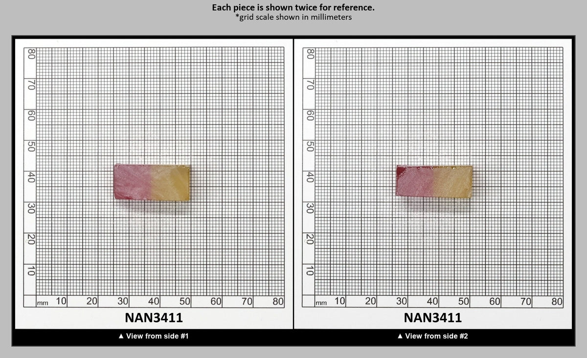 Nanosital Simulated Bi-Color Lab Created Faceting Rough for Gem Cutting - Kunzite-Intense Yellow - Various Sizes : NAN3411