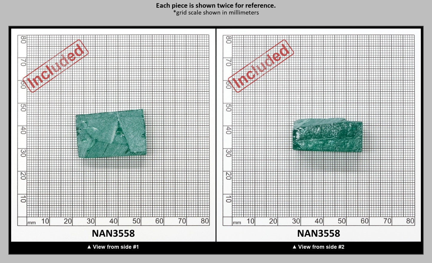 Nanosital Simulated Light Emerald (Slightly Included)  Lab Created Faceting Rough for Gem Cutting - #Z-0/4- Various Sizes : NAN3558