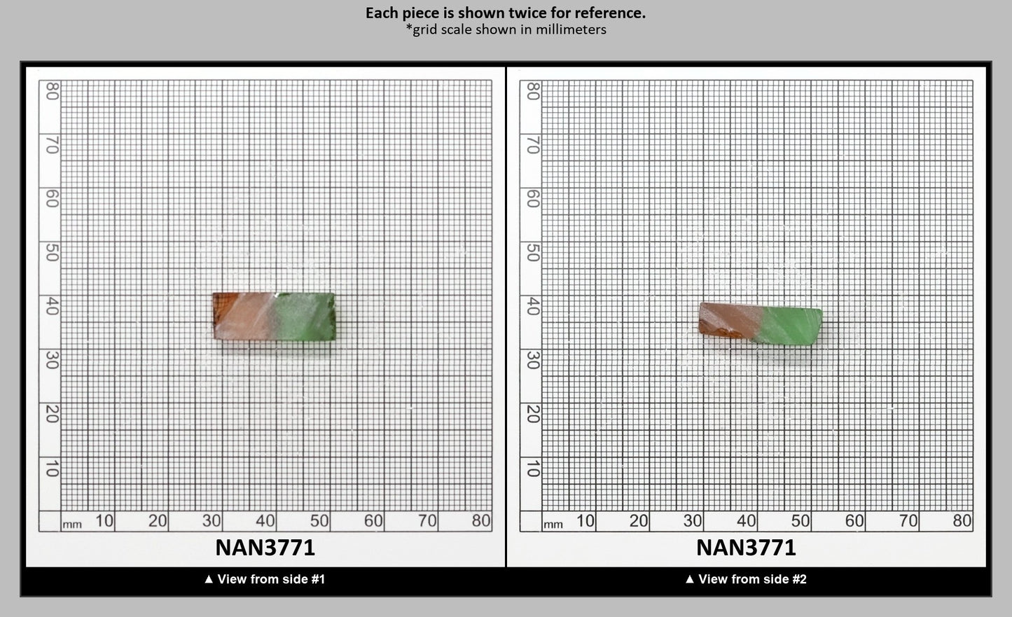 Nanosital Simulated Bi-Color Lab Created Faceting Rough for Gem Cutting - Green-Orange - Various Sizes : NAN3771