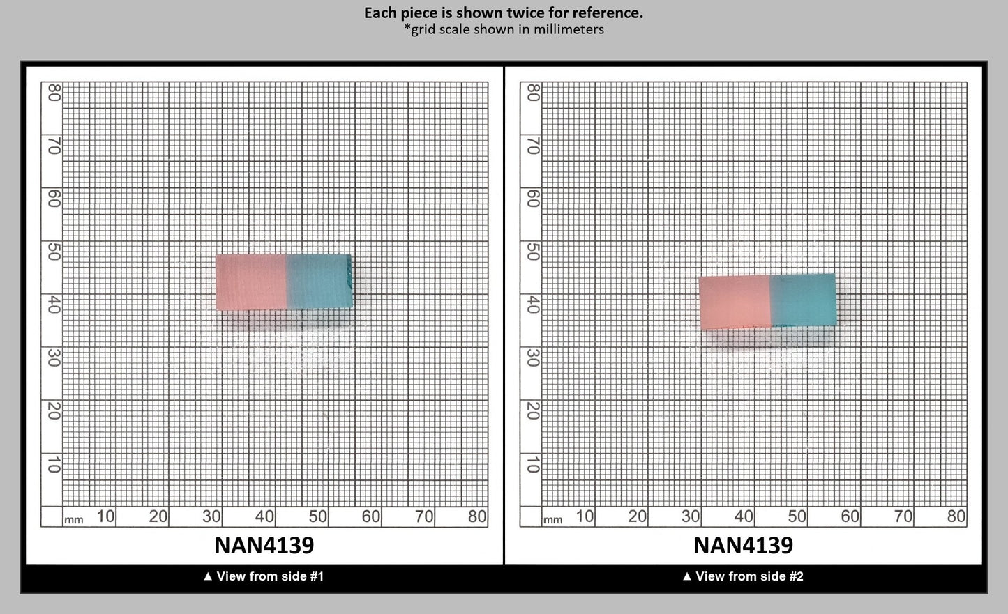 Nanosital Simulated Bi-Color Lab Created Faceting Rough for Gem Cutting - Pink-Blue - Various Sizes : NAN4139