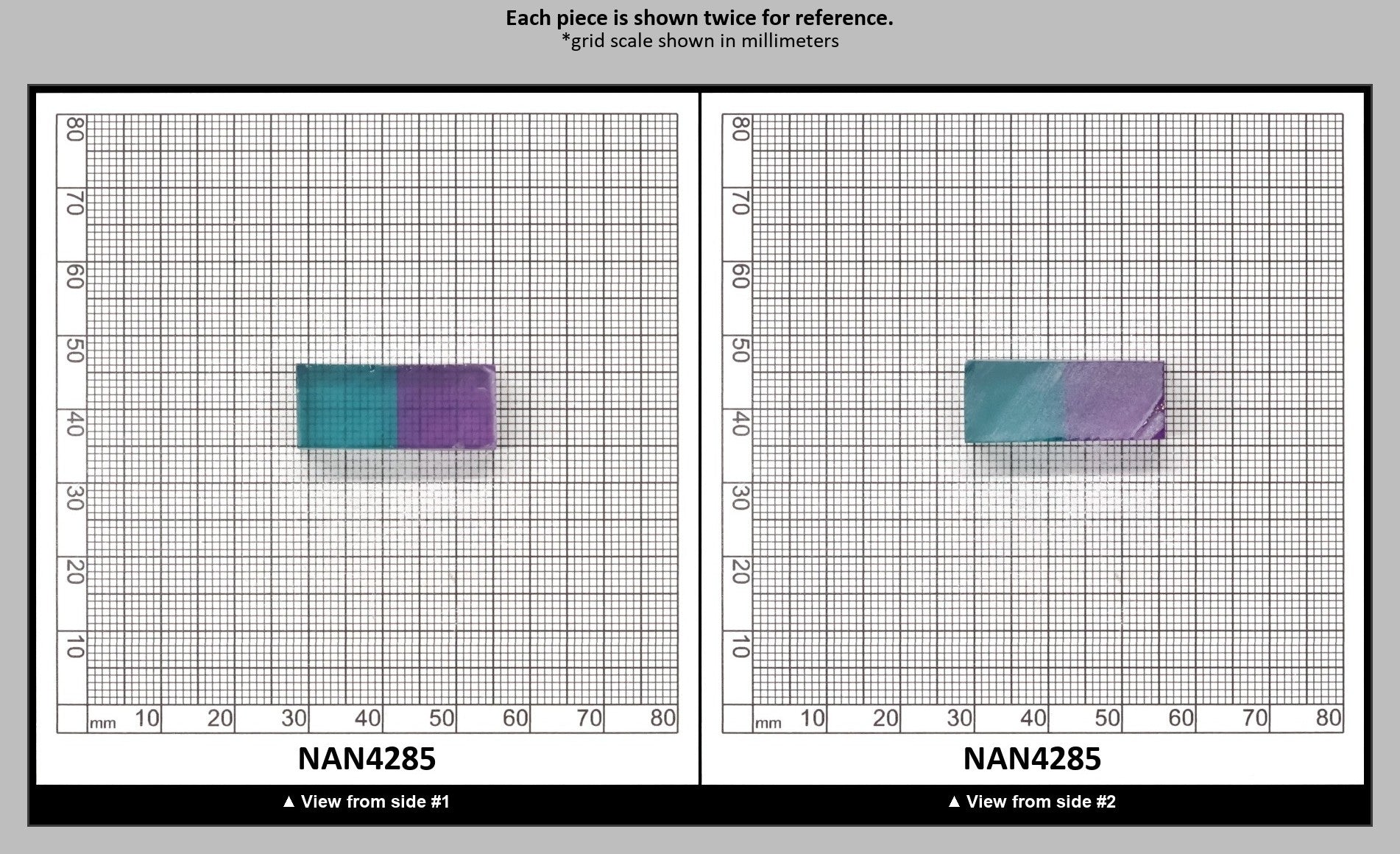 Nanosital Simulated Bi-Color Lab Created Faceting Rough for Gem Cutting - Purple-Blue - Various Sizes : NAN4285