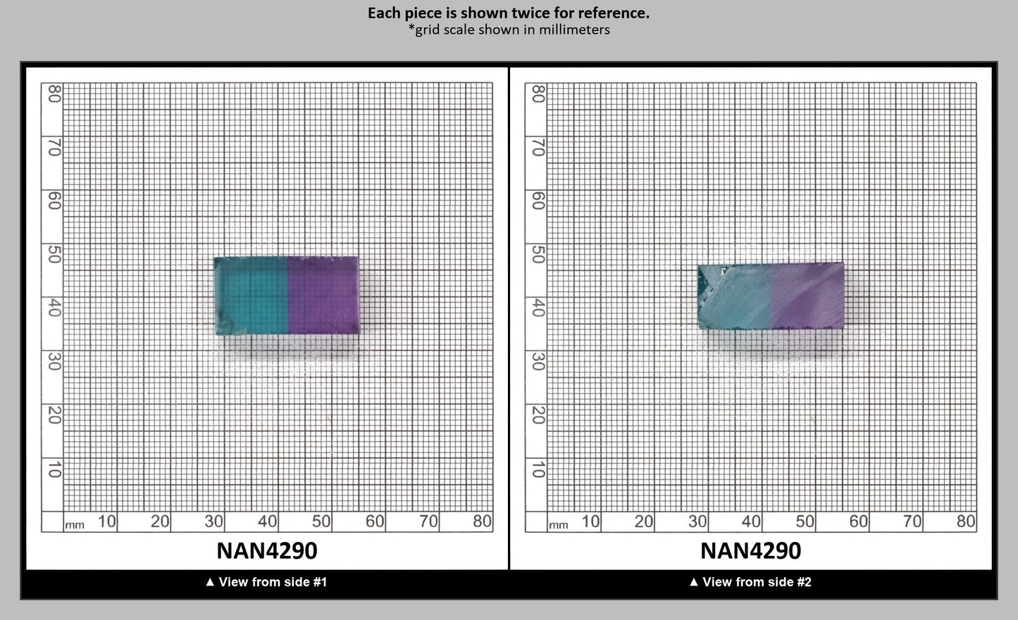 Nanosital Simulated Bi-Color Lab Created Faceting Rough for Gem Cutting - Purple-Blue - Various Sizes : NAN4290