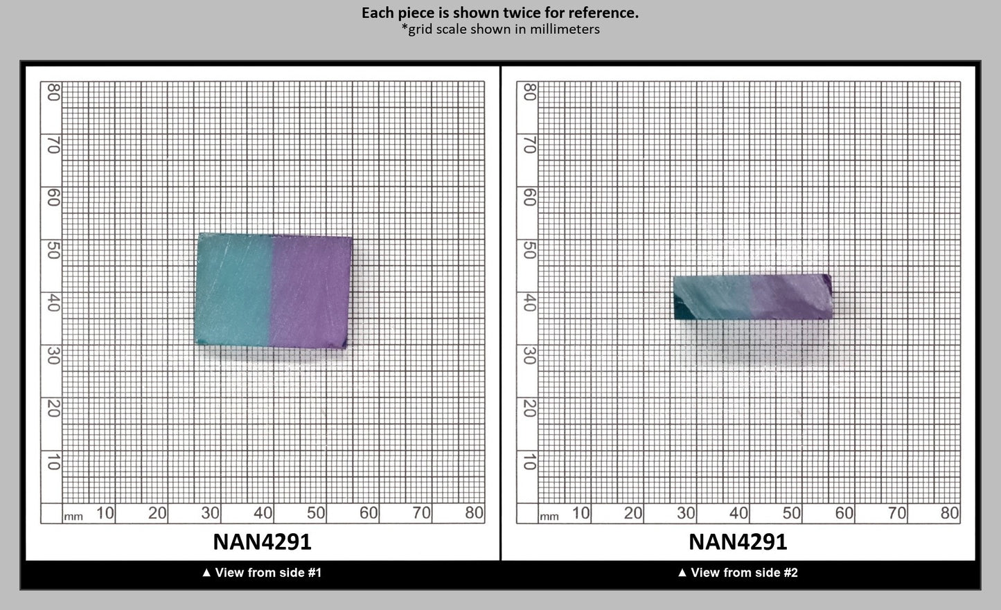 Nanosital Simulated Bi-Color Lab Created Faceting Rough for Gem Cutting - Purple-Blue - Various Sizes : NAN4291