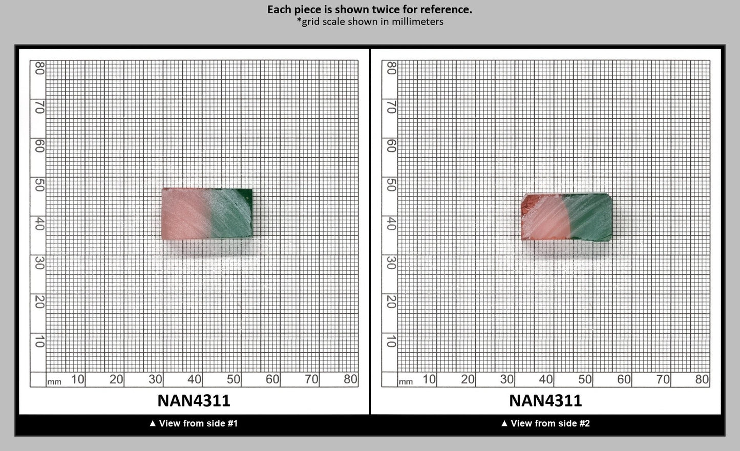Nanosital Simulated Watermelon Lab Created Faceting Rough for Gem Cutting - Bi-Color Pink-Green - Various Sizes : NAN4311