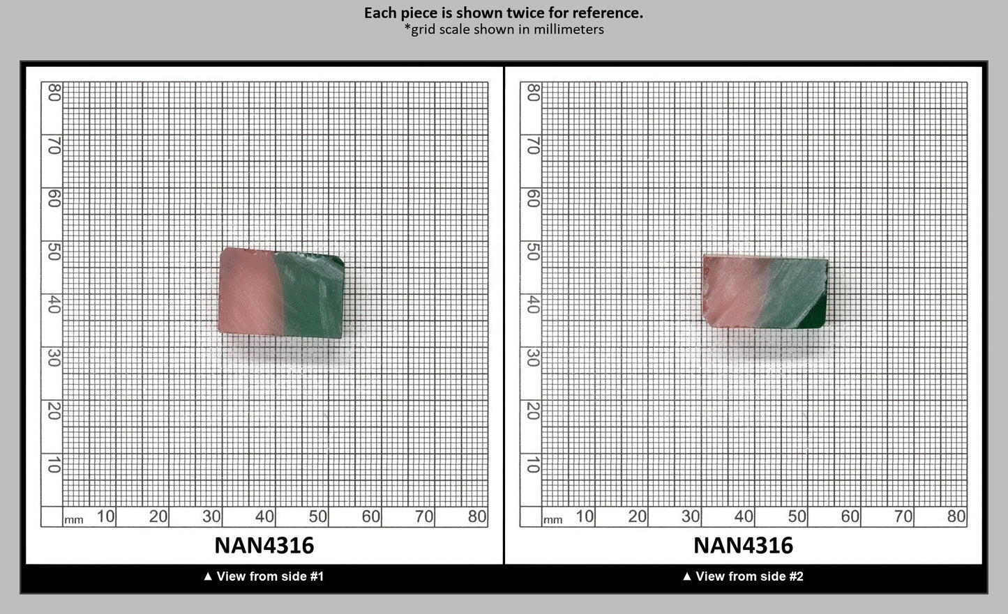 Nanosital Simulated Watermelon Lab Created Faceting Rough for Gem Cutting - Bi-Color Pink-Green - Various Sizes : NAN4316