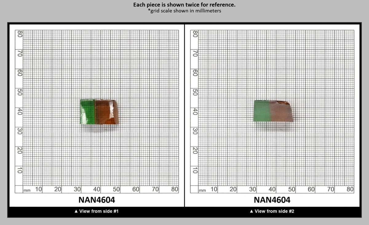 Nanosital Simulated Bi-Color Lab Created Faceting Rough for Gem Cutting - Green-Orange - Various Sizes : NAN4604