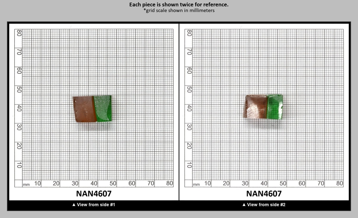 Nanosital Simulated Bi-Color Lab Created Faceting Rough for Gem Cutting - Green-Orange - Various Sizes : NAN4607