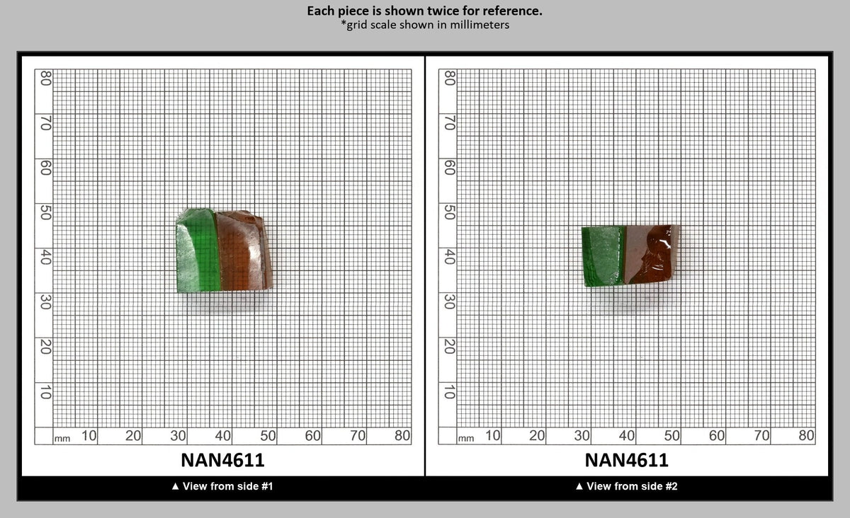 Nanosital Simulated Bi-Color Lab Created Faceting Rough for Gem Cutting - Green-Orange - Various Sizes : NAN4611