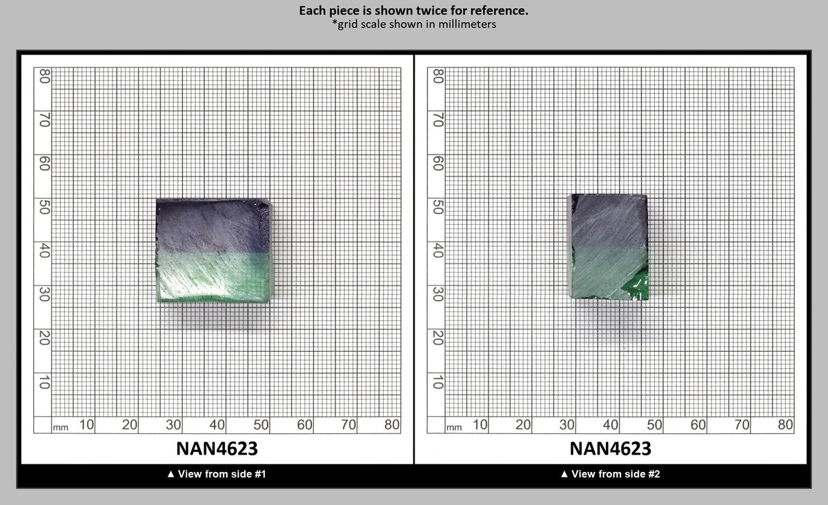 Nanosital Simulated Bi-Color Lab Created Faceting Rough for Gem Cutting - Light Green-Tanzanite - Various Sizes : NAN4623