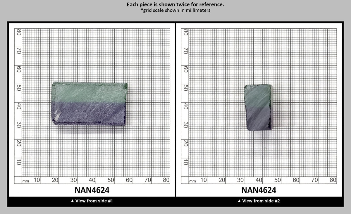 Nanosital Simulated Bi-Color Lab Created Faceting Rough for Gem Cutting - Light Green-Tanzanite - Various Sizes : NAN4624