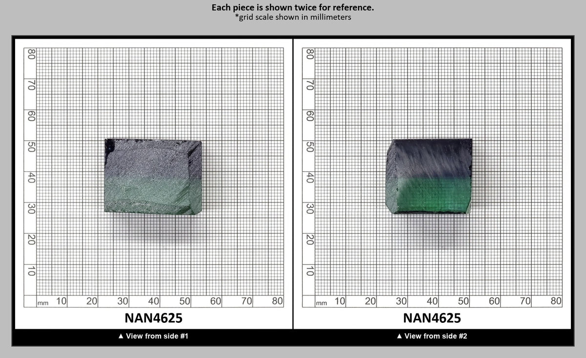 Nanosital Simulated Bi-Color Lab Created Faceting Rough for Gem Cutting - Light Green-Tanzanite - Various Sizes : NAN4625