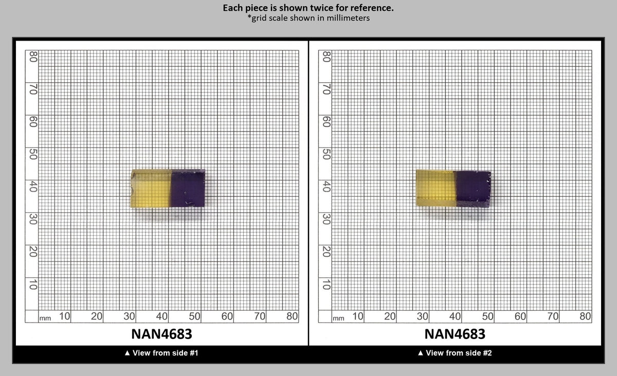 Nanosital Simulated Ametrine Lab Created Faceting Rough for Gem Cutting - Bi-Color Purple-Orange - Various Sizes : NAN4683