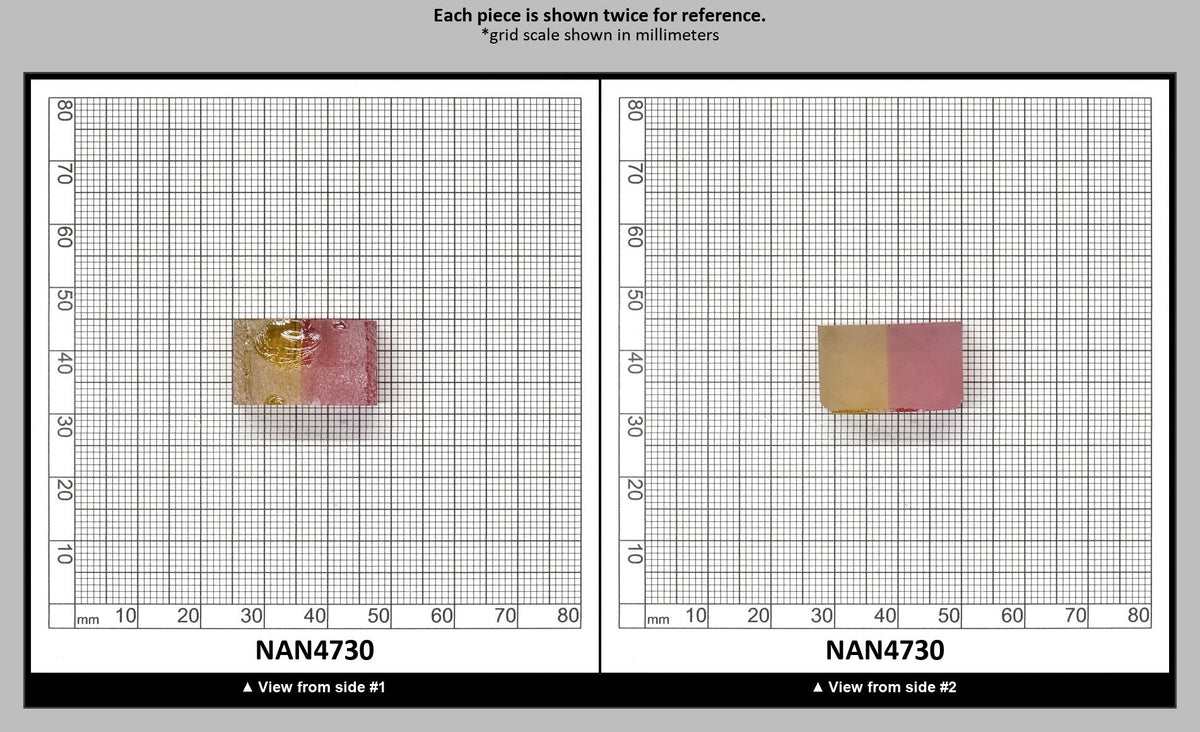 Nanosital Simulated Bi-Color Lab Created Faceting Rough for Gem Cutting - Kunzite-Intense Yellow - Various Sizes : NAN4730