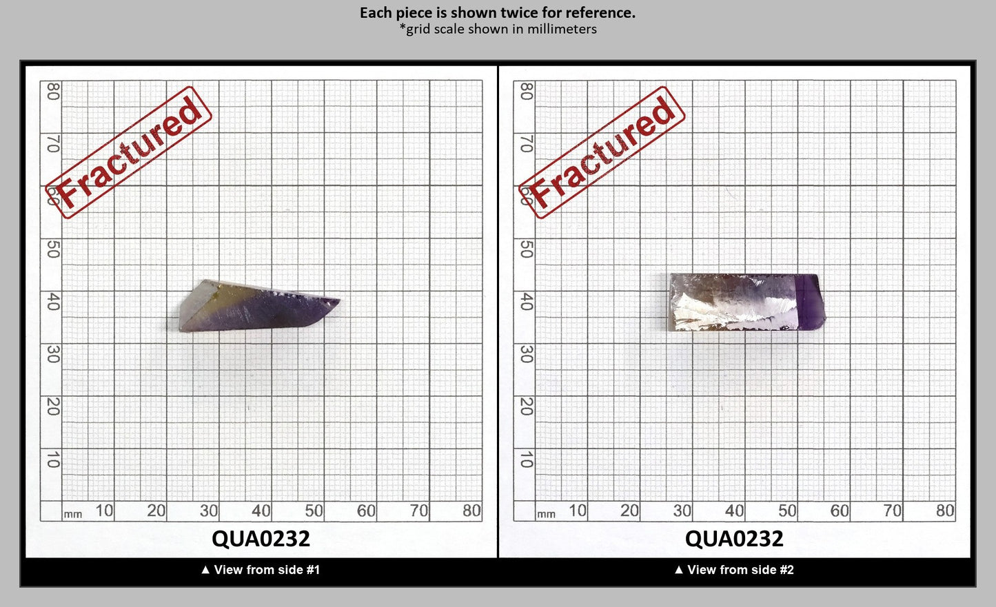 Ametrine Hydrothermal Synthetic Quartz - Lab Created Faceting Rough : QUA0232