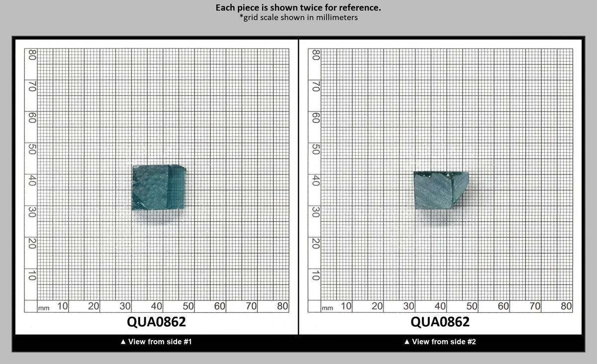 Aquamarine Hydrothermal Synthetic Quartz - Lab Created Faceting Rough : QUA0862