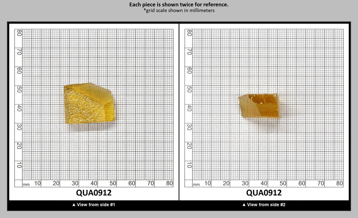 Extra Light Citrine Hydrothermal Synthetic Quartz - Lab Created Faceting Rough : QUA0912