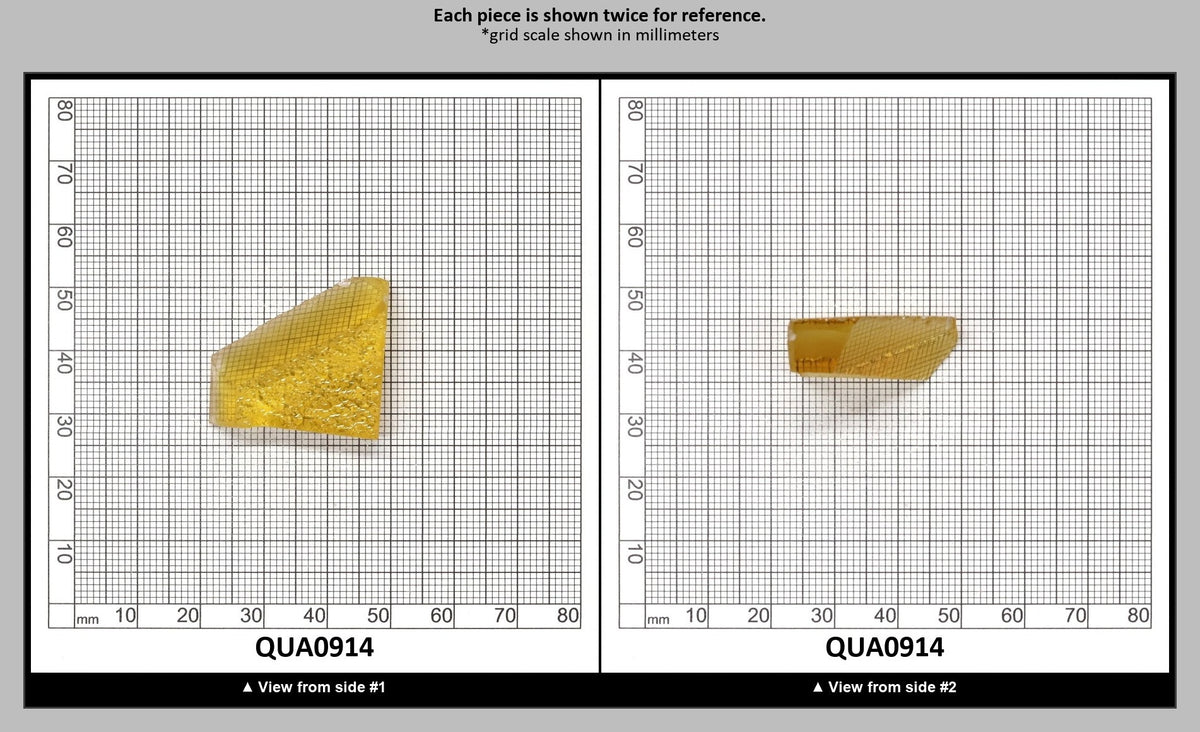 Extra Light Citrine Hydrothermal Synthetic Quartz - Lab Created Faceting Rough : QUA0914