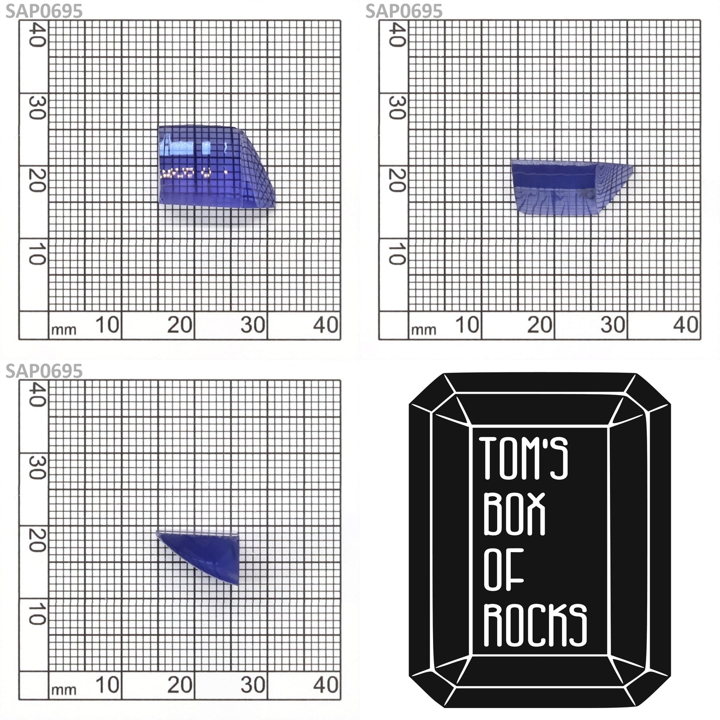 Medium Blue Czochralski Pulled Sapphire - Grade A - Faceting Rough