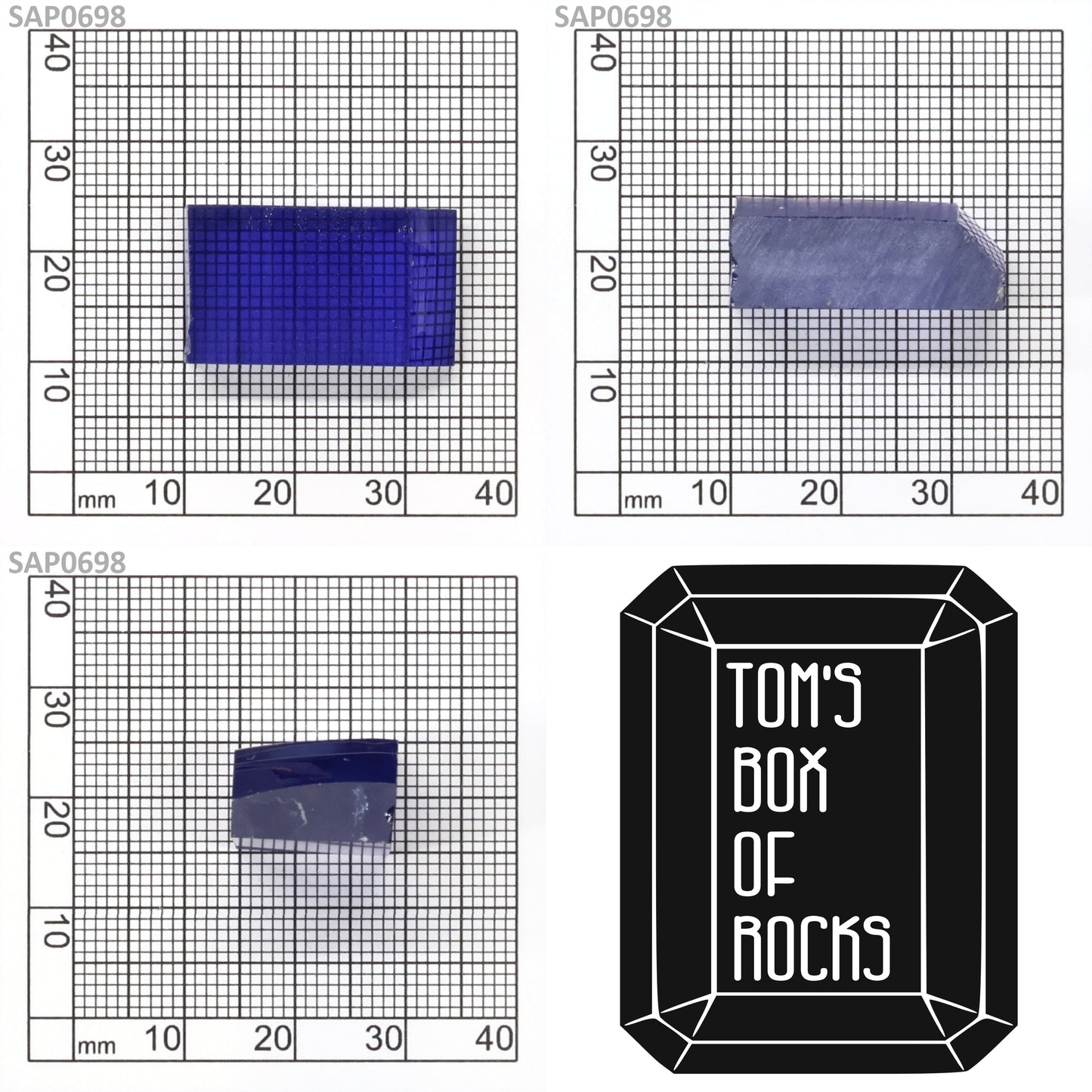 Medium Blue Czochralski Pulled Sapphire - Grade A - Faceting Rough