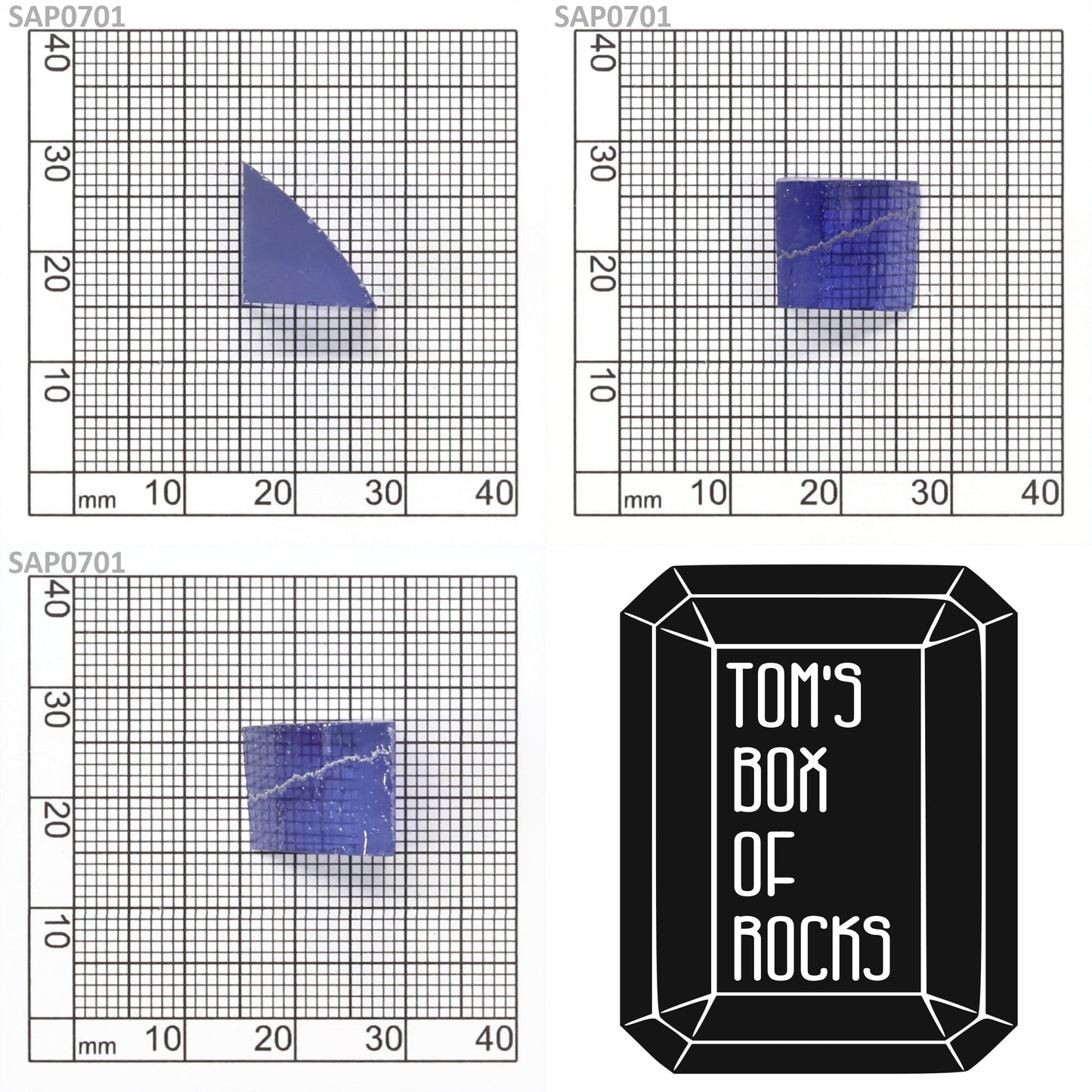 Medium Blue Czochralski Pulled Sapphire - Grade A - Faceting Rough