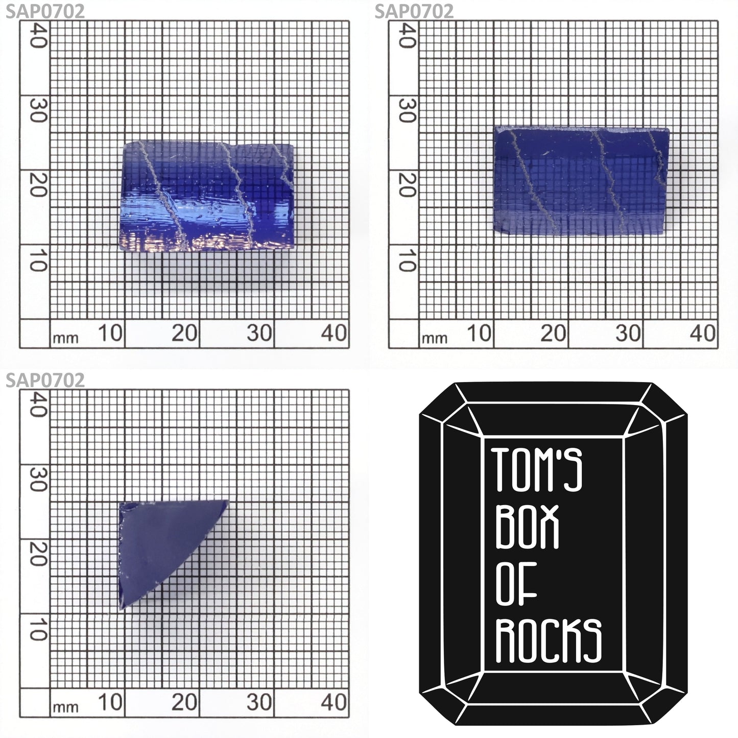 Medium Blue Czochralski Pulled Sapphire - Grade A - Faceting Rough