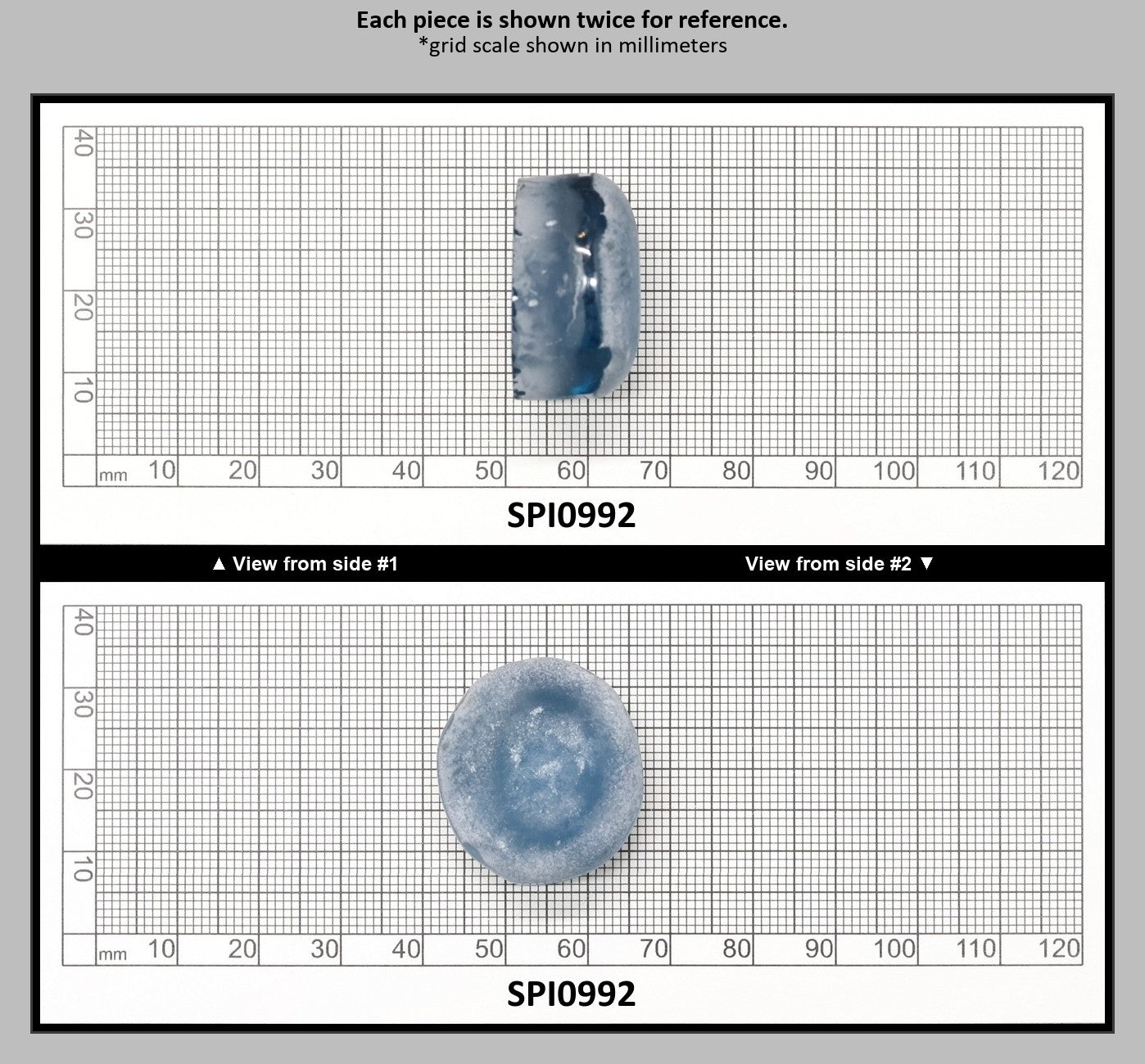 Aquamarine Medium Blue #106 Lab Created Spinel Faceting Rough for Gem Cutting - Various Sizes : SPI0992