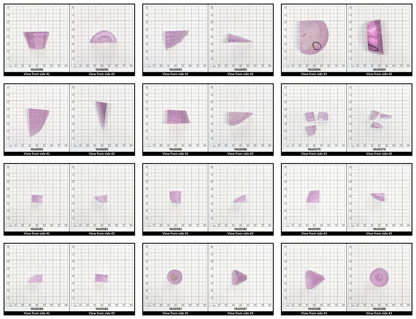 Lavender Nd:YAG Faceting Rough for Gem Cutting - Various Sizes