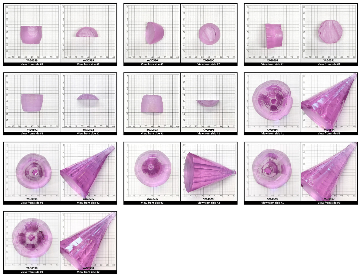 Lavender Nd:YAG Faceting Rough for Gem Cutting - Various Sizes