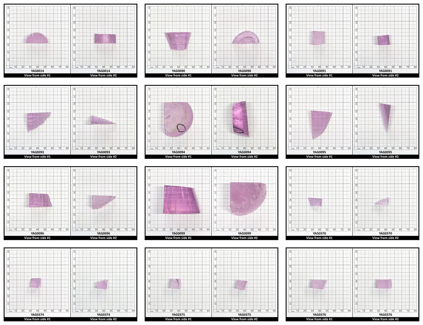 Lavender Nd:YAG Faceting Rough for Gem Cutting - Various Sizes