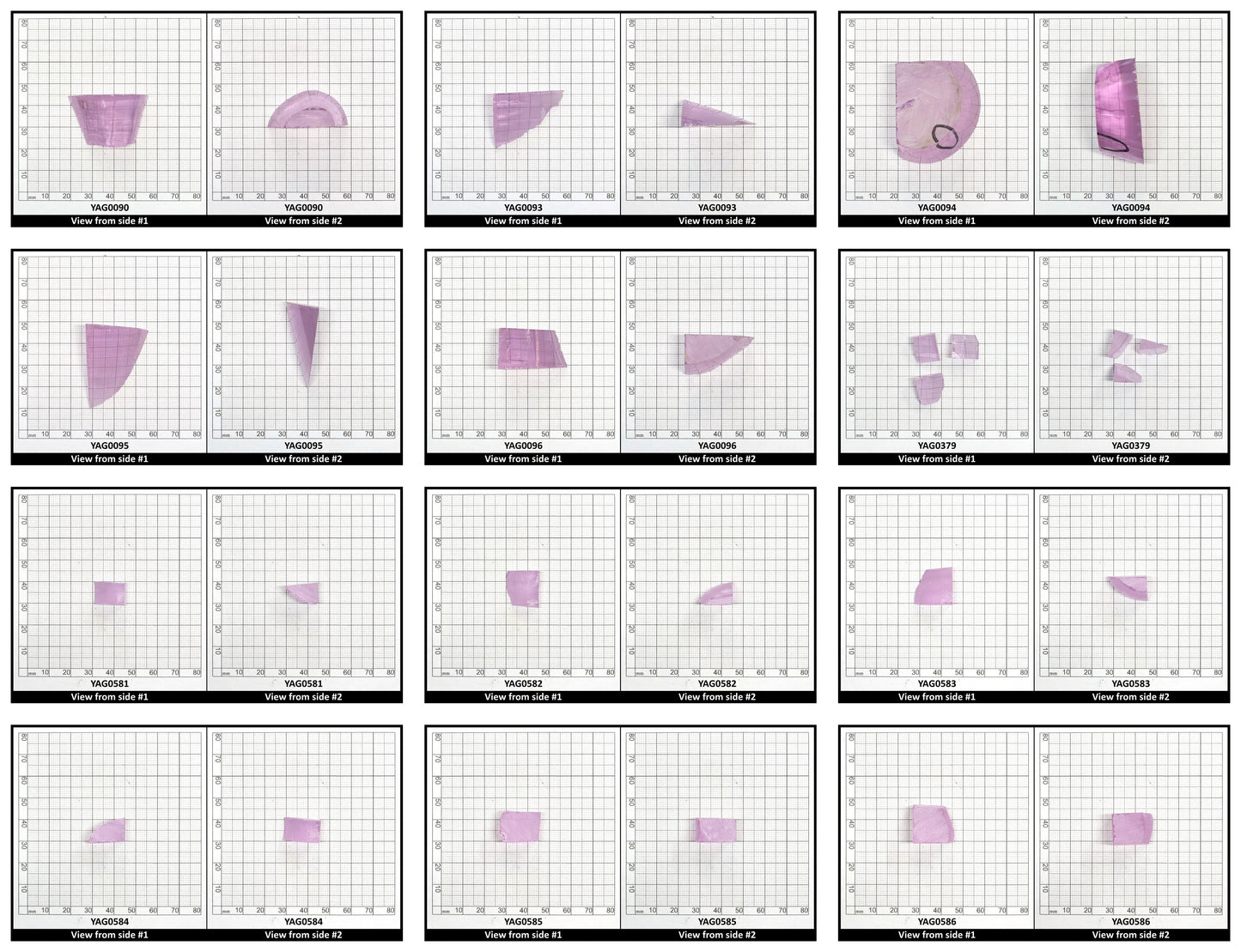 Lavender Nd:YAG Faceting Rough for Gem Cutting - Various Sizes