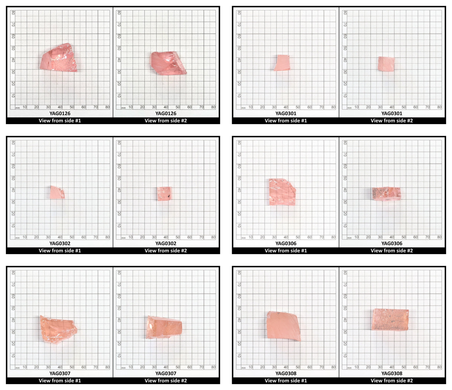 Pink YAG Faceting Rough for Gem Cutting - Various Sizes