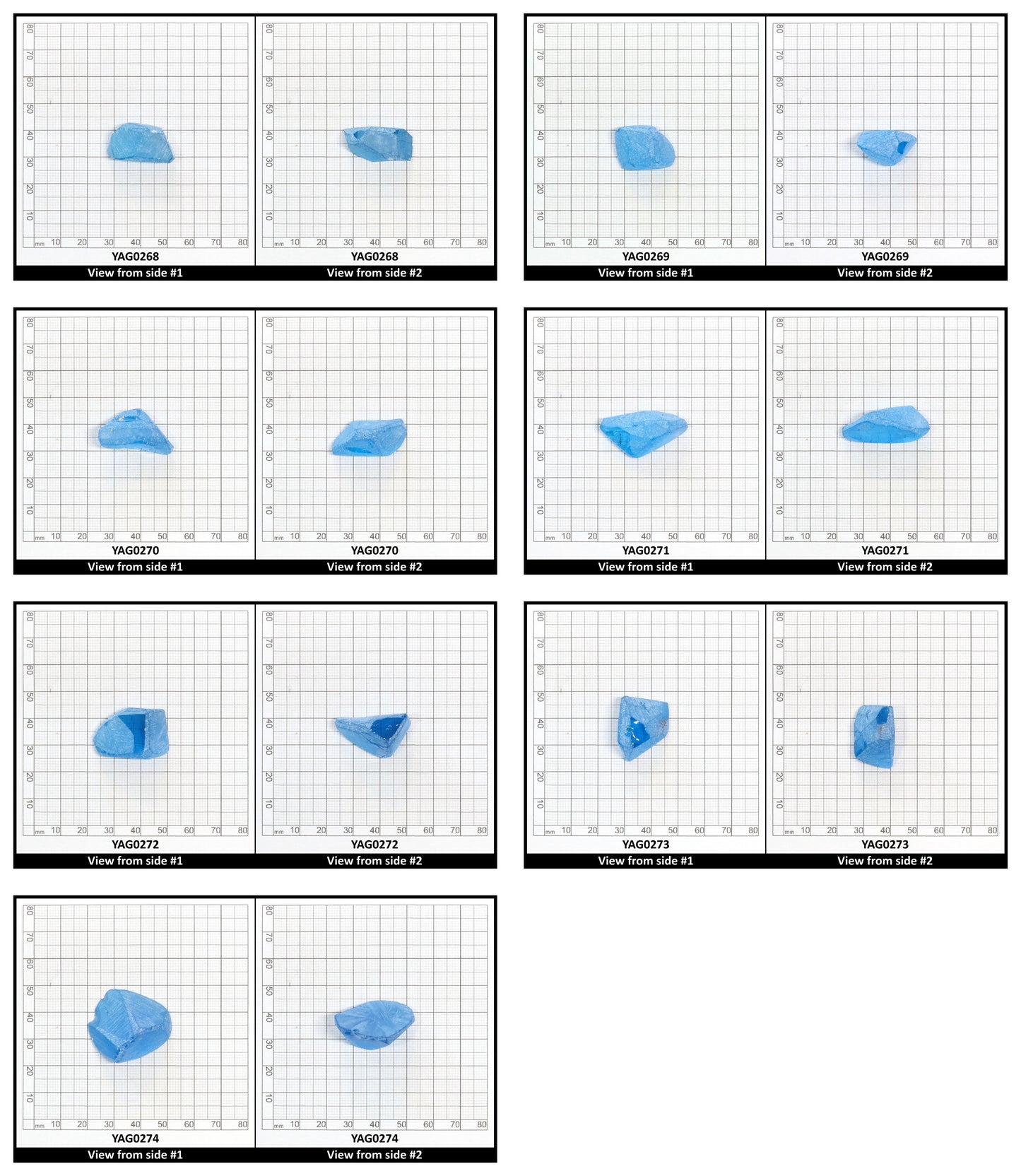 Blue Topaz colored YAG Faceting Rough for Gem Cutting - Various Sizes