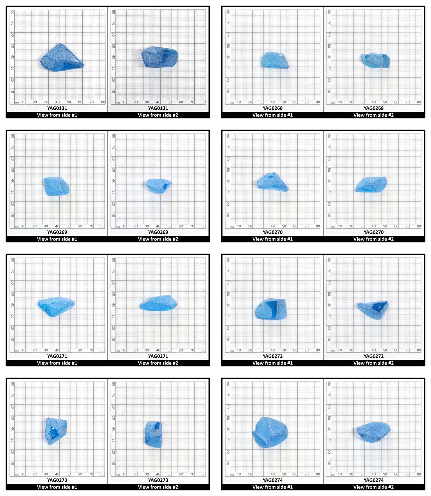 Blue Topaz colored YAG Faceting Rough for Gem Cutting - Various Sizes