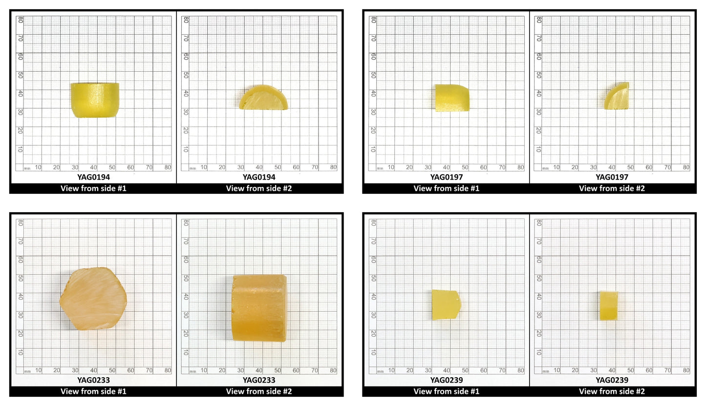 Yellow YAG Faceting Rough for Gem Cutting - Various Sizes