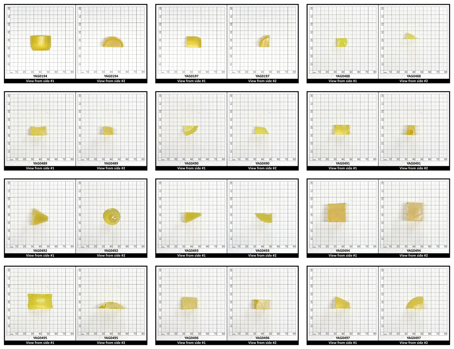 Yellow YAG Faceting Rough for Gem Cutting - Various Sizes