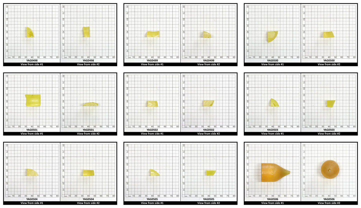 Yellow YAG Faceting Rough for Gem Cutting - Various Sizes