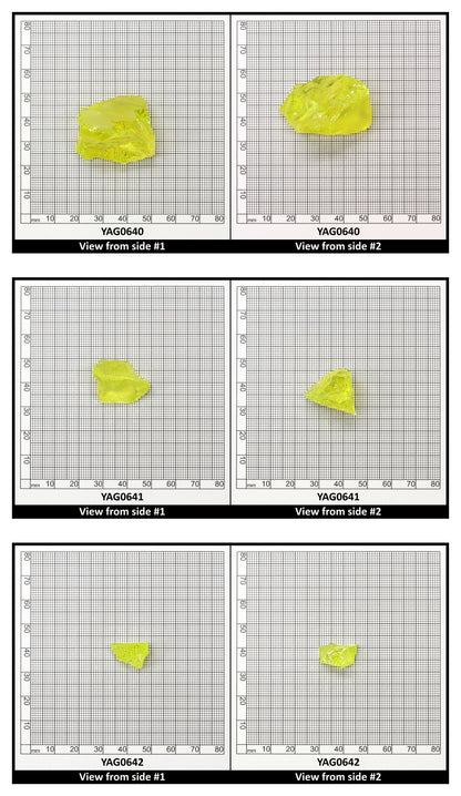 Neon Yellow YAG Faceting Rough for Gem Cutting - Various Sizes