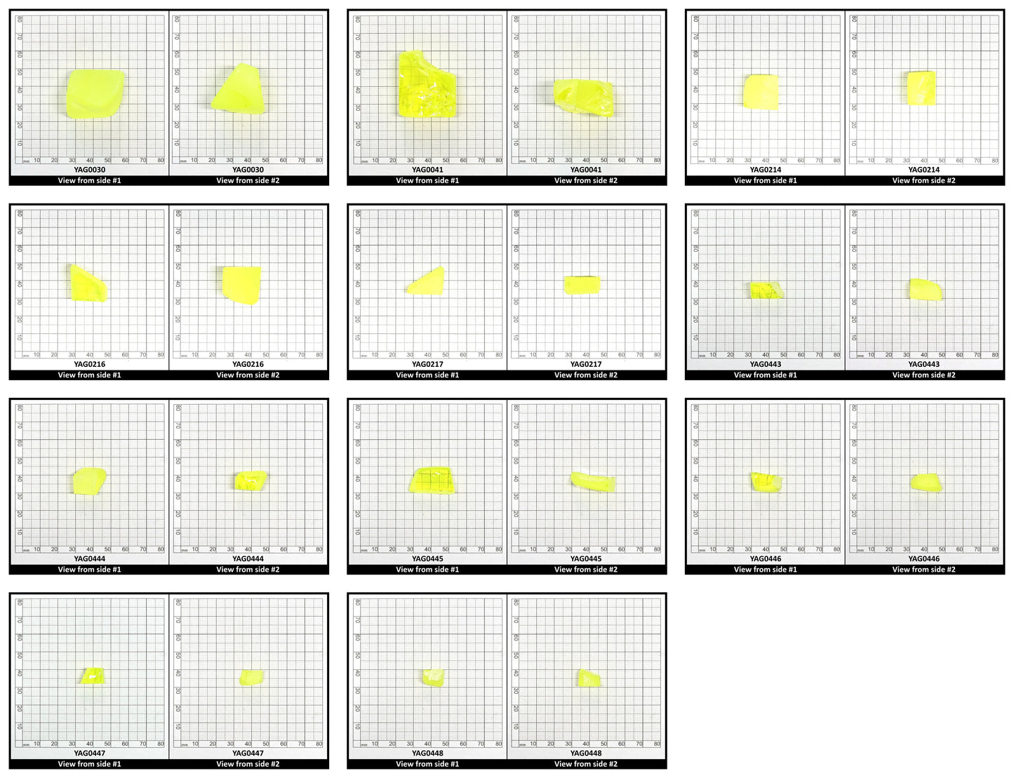 Neon Yellow YAG Faceting Rough for Gem Cutting - Various Sizes