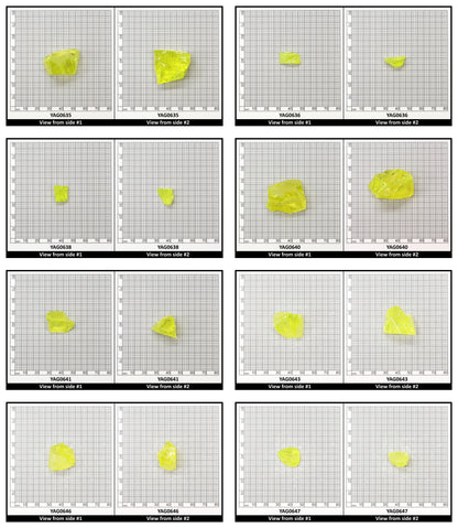 Neon Yellow YAG Faceting Rough for Gem Cutting - Various Sizes
